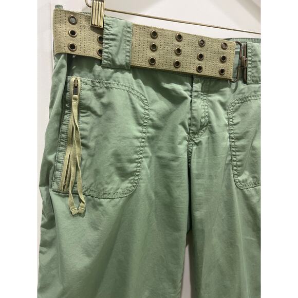 Vintage Juicy Couture Army Green Cargo Bermuda Belted Shorts Sz 8 - Picture 2 of 7